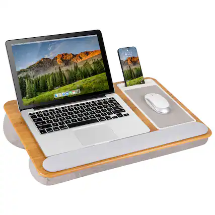 Front. LapGear - Home Office Pro Lap Desk (Fits up to 15" Laptop) - Oak Wood.