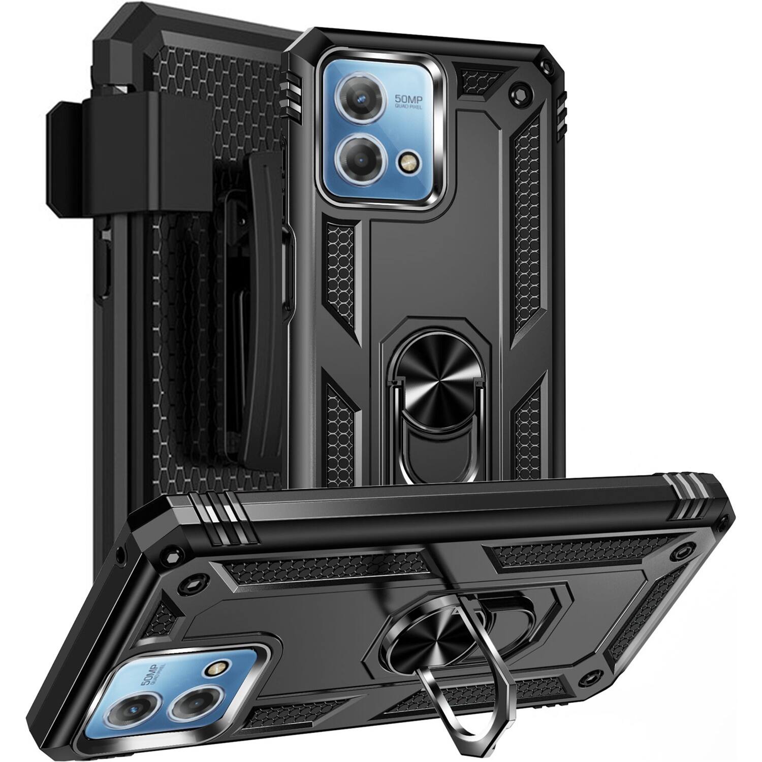 Alt View 12. SaharaCase - Military Kickstand Series with Belt Clip Case for Motorola G Stylus 5G (2023) - Black.