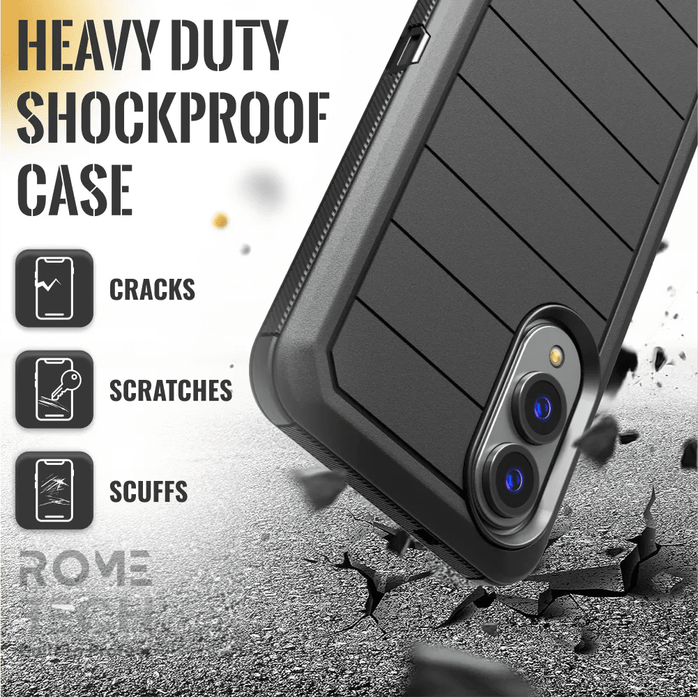 HEAVY DUTY SHOCKPROOF CASE

CRACKS
SCRATCHES
SCUFFS

ROME