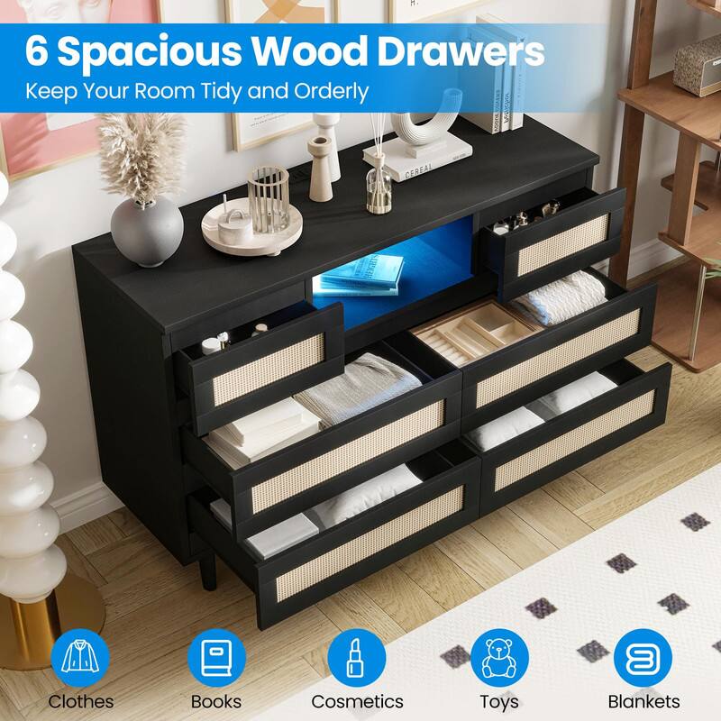 6 Spacious Wood Drawers  
Keep Your Room Tidy and Orderly  

Clothes  
Books  
Cosmetics  
Toys  
Blankets