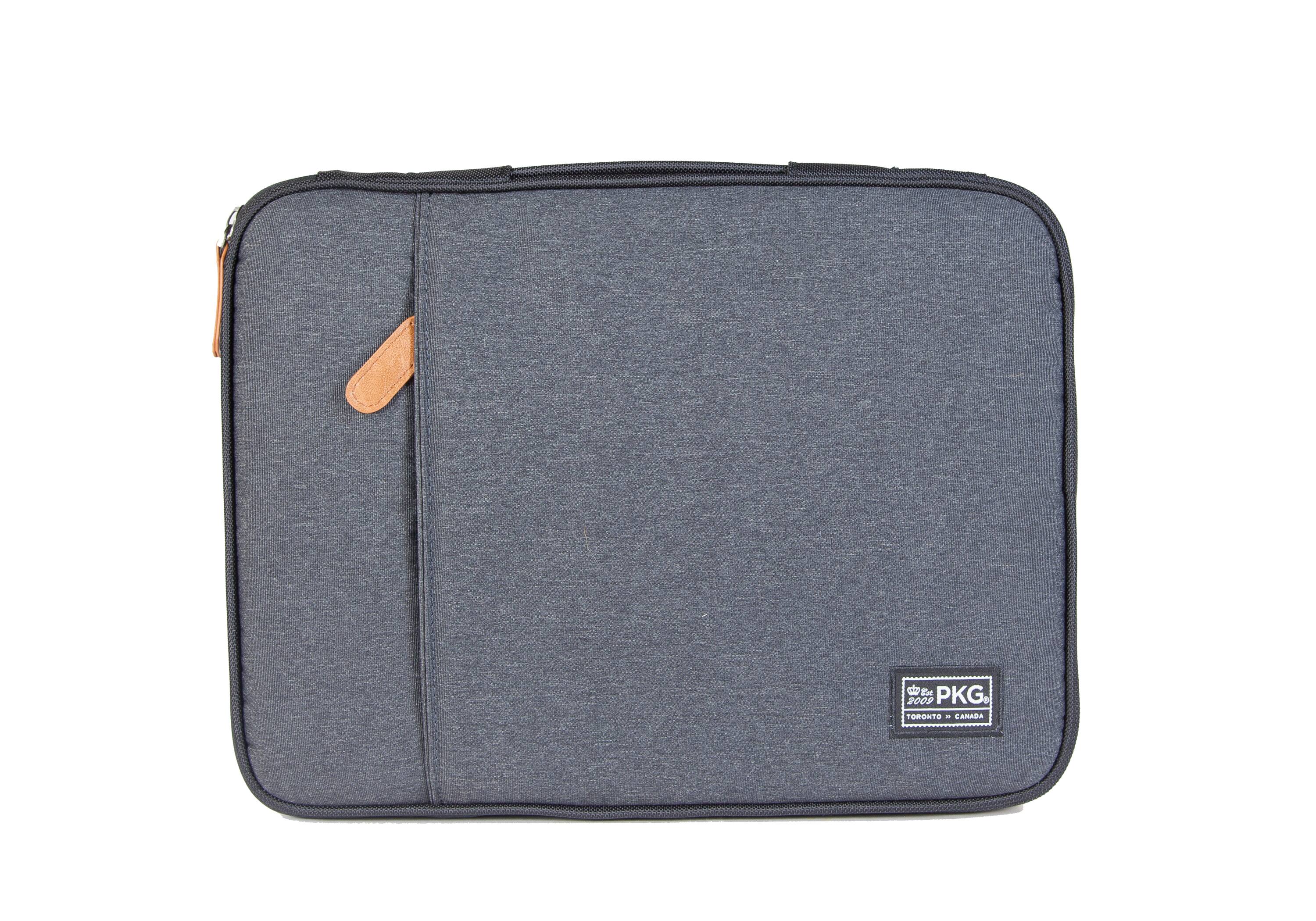 Back. PKG - Stuff Sleeve for 14" Laptop - Dark Grey/Tan.