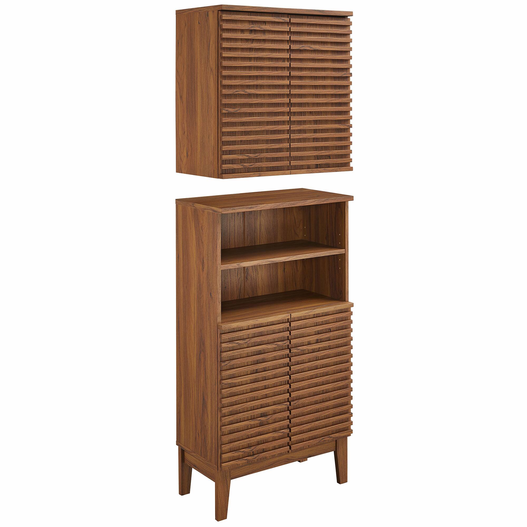 Left. Modway - Render Bathroom Cabinet Set by Modway - Walnut.