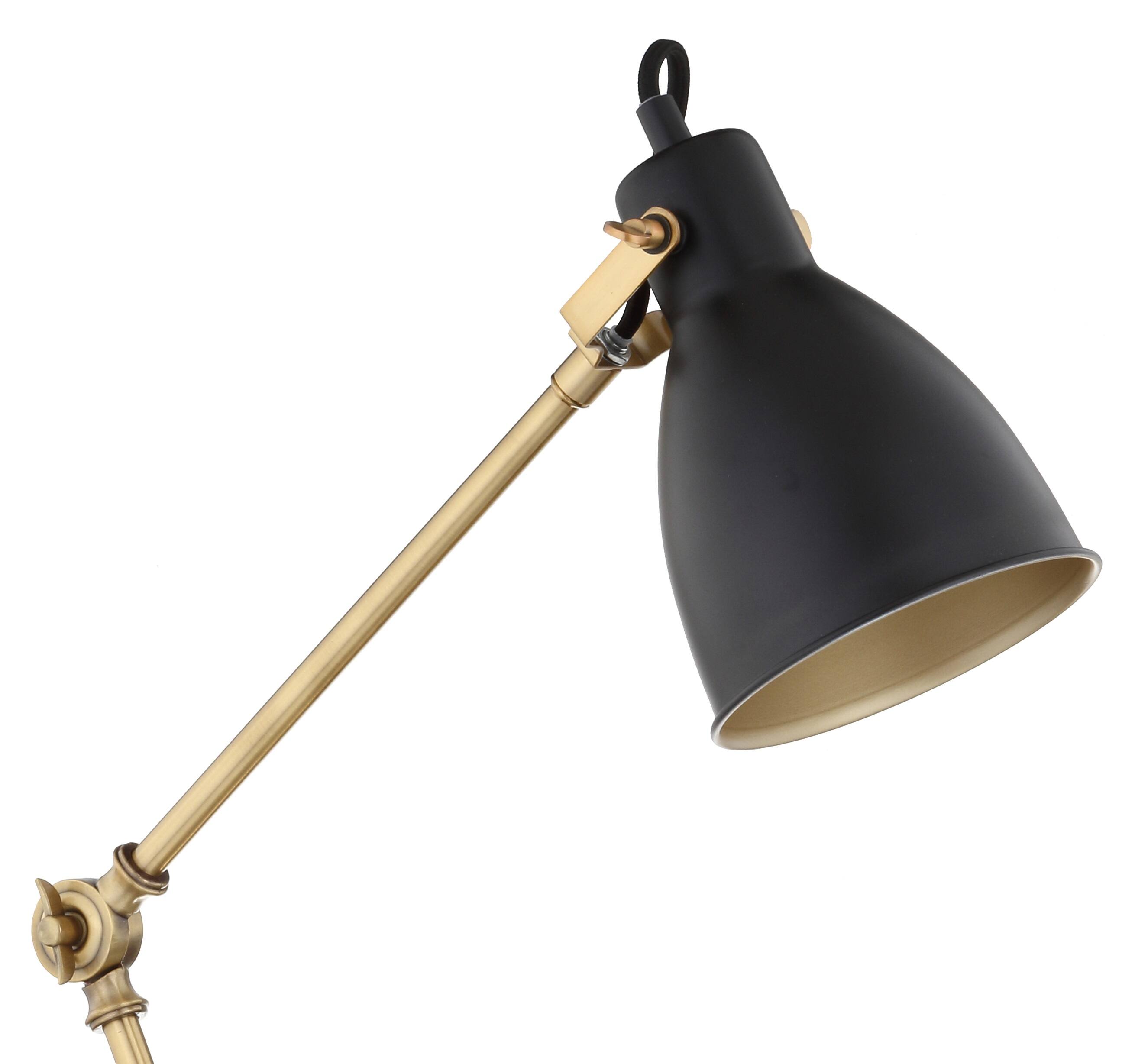 Alt View 4. Jonathan Y - Barnes 24" LED Metal Task Lamp, Black/Brass Gold - Brass Gold.