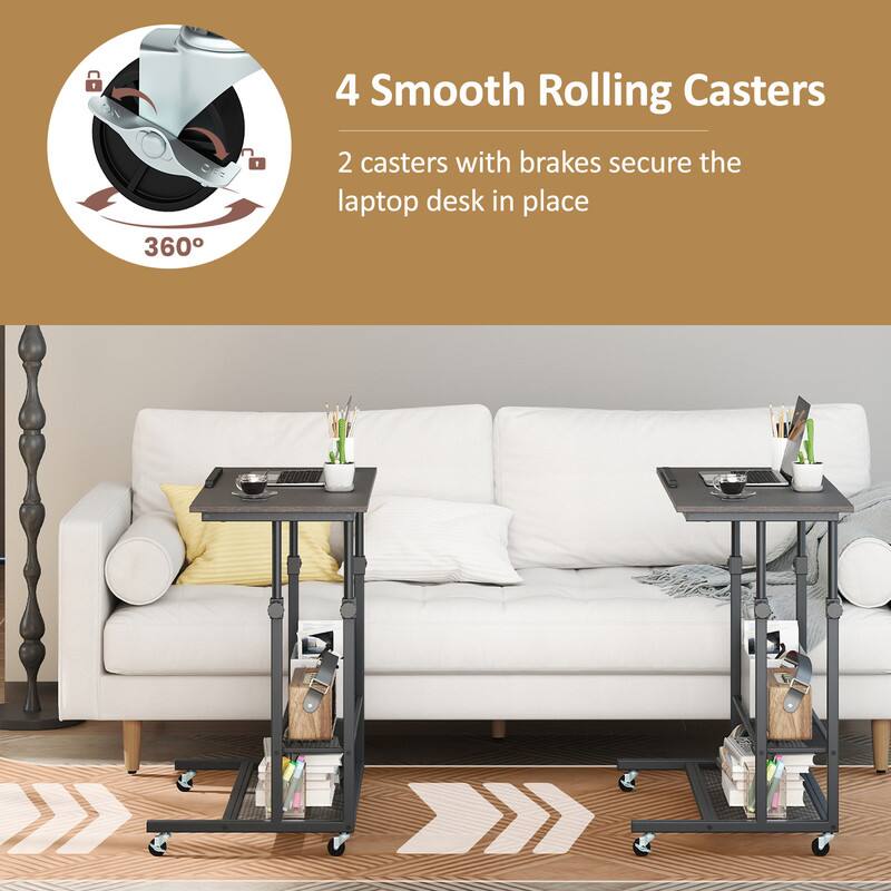 4 Smooth Rolling Casters  
2 casters with brakes secure the laptop desk in place