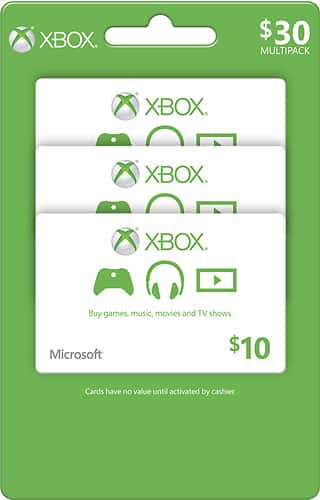 Microsoft $10 Xbox Gift Card (3-Pack) Green XBOX LIVE CURRENCY 3PK - $30 - Best Buy $10 xbox gift card digital