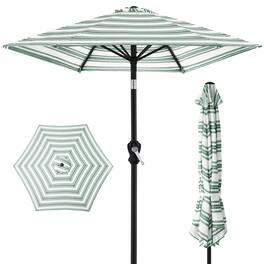 Best Choice Products - 10ft Outdoor Steel Market Patio Umbrella w/ Crank, Tilt Push Button, 6 Ribs - Striped Green