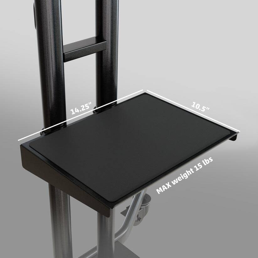 14.25" x 10.5"  
MAX weight 15 lbs