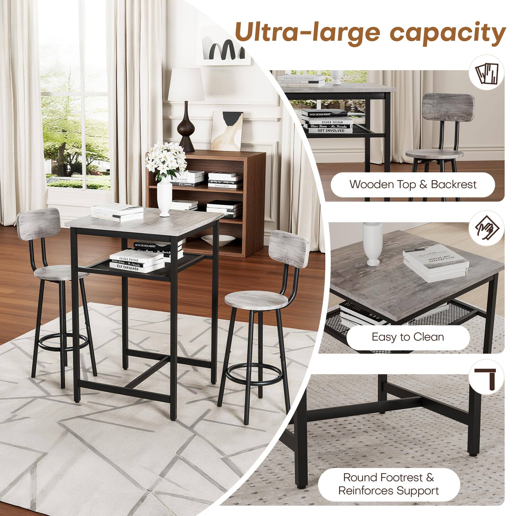 Ultra-large capacity

Wooden Top & Backrest

Easy to Clean

Round Footrest & Reinforces Support