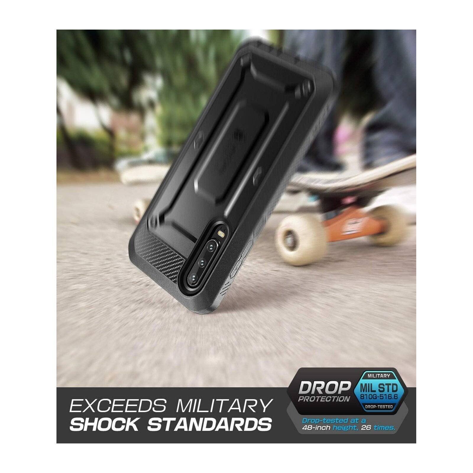 MILITARY DROP PROTECTION  
MIL STD 810G-516.6  
EXCEEDS MILITARY DROP-TESTED  
Drop-tested at a 48-inch height, 26 times.  

EXCEEDS MILITARY SHOCK STANDARDS  

DROP PROTECTION  
MILITARY  
MIL STD 810G-516.6  
DROP-TESTED  
Drop-tested at a 48-inch height, 26 times.