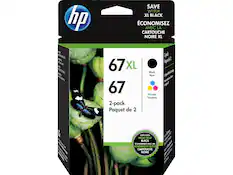 hp SAVE WITH XL BLACK CONOMISEZ AVEC LA CARTOUCHE NOIRE XL F9
O 90%
ala ia
A 67x XL 67 2-pack Paquet de 2 Black Noir Tri-color Tricolore
SAVE WITH HIGH YIELD BLACK CONOMISEZ AVEC UN RENDEMENT ELEVE CARTOUCHE NOIRE