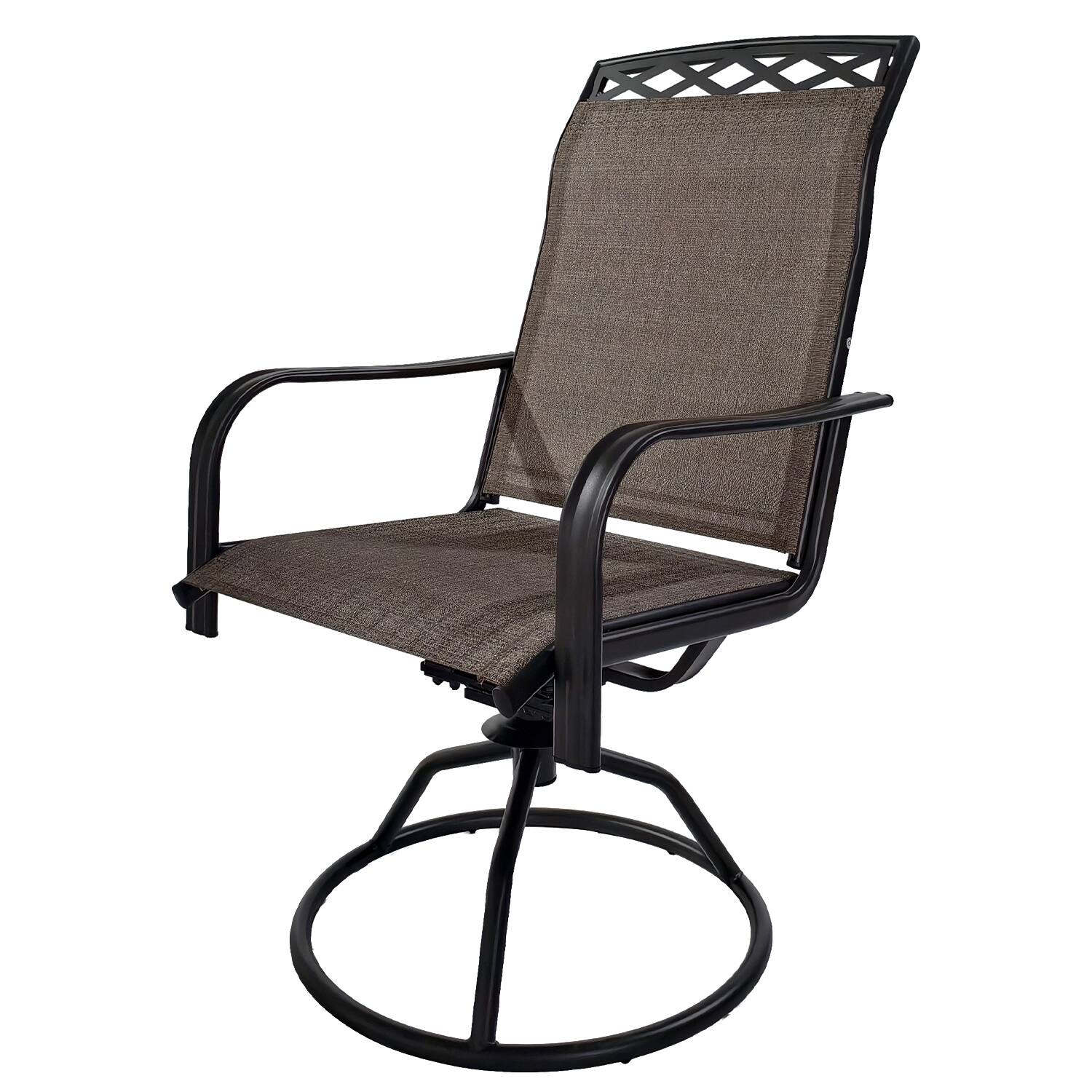 Alt View 3. Yardgrace - 2-Piece Patio Swivel Rocking Dining Chairs High-Back Textilene Metal All-Weather Lawn Porch Garden - Brown.