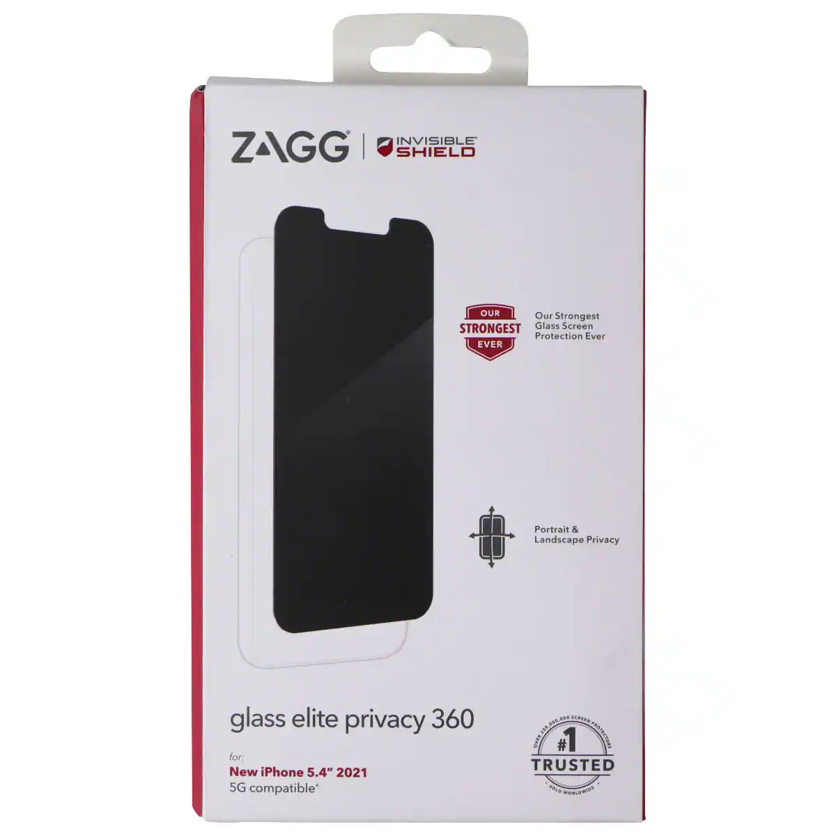 INVISIBLE ZAGG | SHIELD OUR Strongest Glass Screen Protection Ever Portrait & Landscape Privacy glass elite privacy 360 for: New iPhone 5.4" 2021 5G compatible