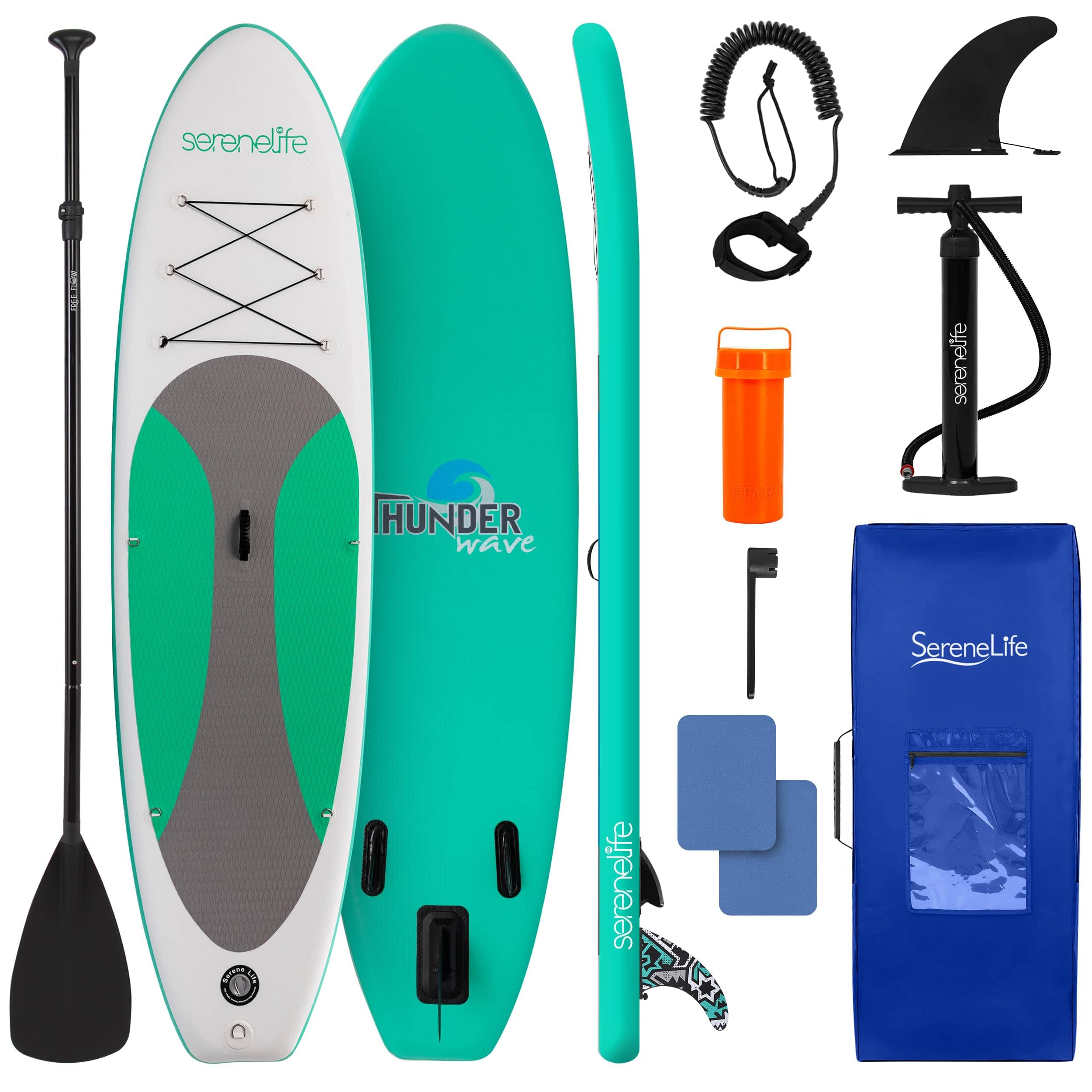 SereneLife - SLSUPB20 Inflatable Stand Up Paddle Board, Wide Stable Design, Non-Slip Deck, 10’ with Premium Accessories - Green price history on PriceWatchPro