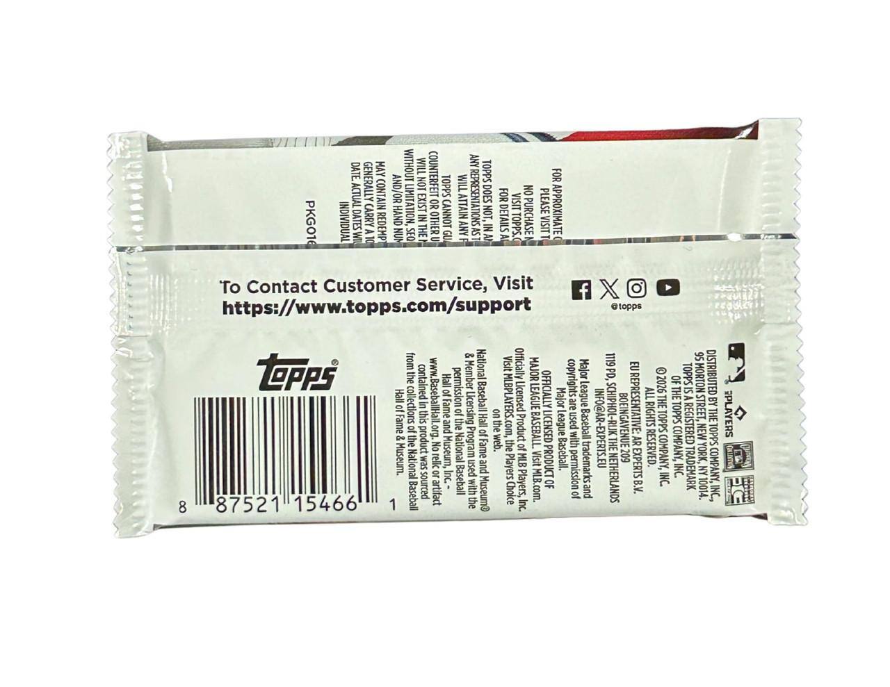 To Contact Customer Service, Visit https://www.topps.com/support

topps

8 87521 15466 1

WITHOUT ANY DATE MAY WILL COUNTERFEIT TOPPS FOR ACTUAL GENERALLY CONTAIN AND/OR NOT TOPPS WILL REPRESENTATION DOES FOR NO PLEASE LIMITATION EXIST OR ATTAIN VISIT APPROXIMATE CARRY HAND IN CANNOT NOT DETAILS VISIT TOPPS PURCHASE PKGO16 INDIVIDUAL DATES REDEMP OTHER ANY IN VISIT A THE AS Wh DIA NU SEQ U GU =

To Contact Customer Service, Visit https://www.topps.com/support

from the National Baseball Hall of Fame Museum, the product is a relic or artifact.

www.BaseballHall.org

Major League Baseball, MLBPLAYERS, and the National Baseball Hall of Fame Museum are used with permission.

The product is licensed by the National Baseball Hall of Fame Museum.

The product is licensed by the National Baseball Hall of Fame Museum.

The product is licensed by the National Baseball Hall of Fame Museum.

The product is licensed by the National Baseball Hall of Fame Museum.

The product is licensed by the National Baseball Hall of Fame Museum.

The product is licensed by the National Baseball Hall of Fame Museum.

The