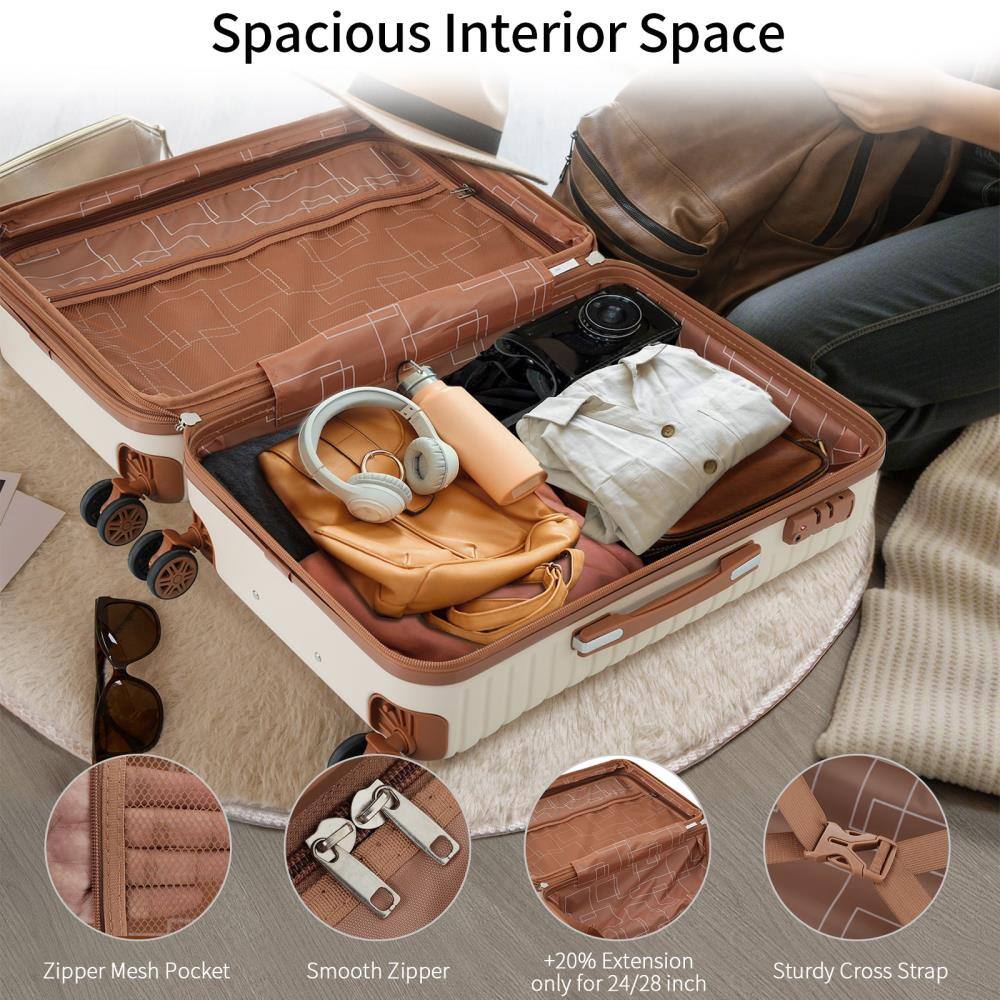 Spacious Interior Space

- Zipper Mesh Pocket
- Smooth Zipper
- +20% Extension only for 24/28 inch
- Sturdy Cross Strap