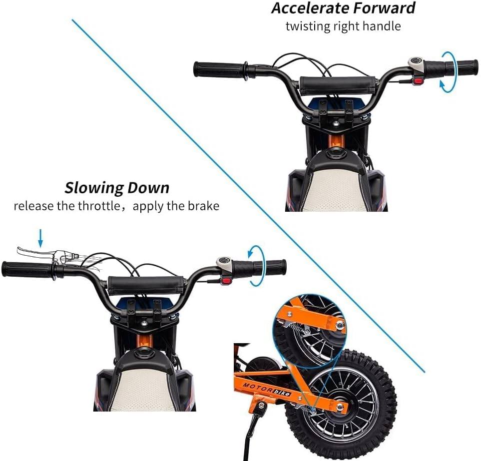 - Accelerate Forward: twisting right handle
- Slowing Down: release the throttle, apply the brake