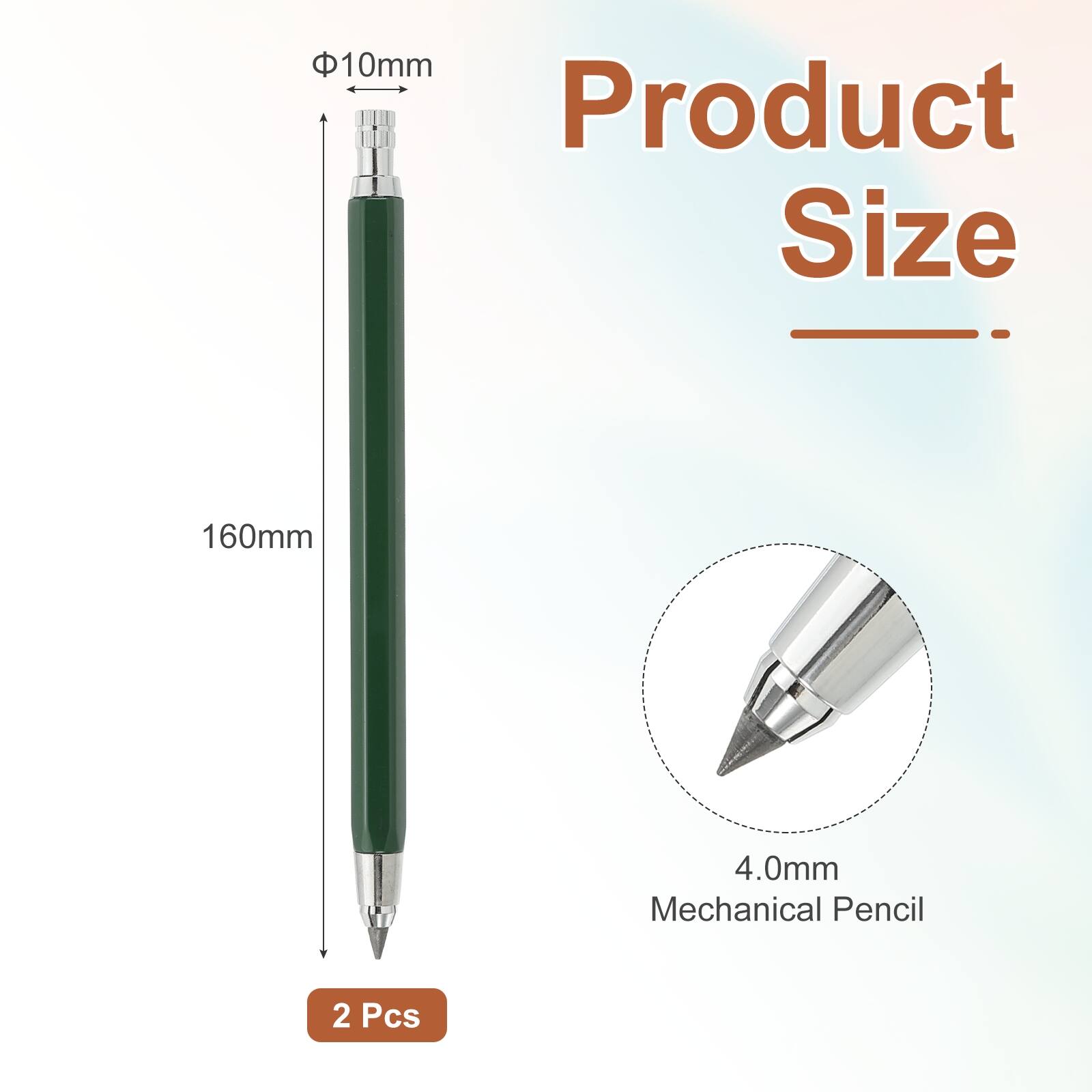 10mm Product Size
160mm
4.0mm Mechanical Pencil
2 Pcs