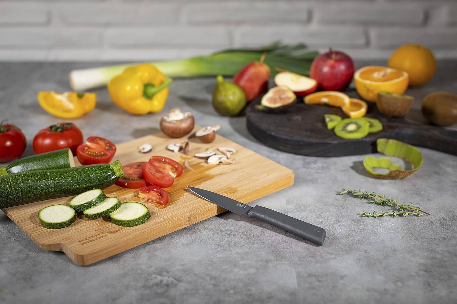 Alt View 1. Kuhn Rikon - Colori+ Non-Stick Straight Paring Knife with Safety Sheath, 3.5-Inch, Gray - Gray.