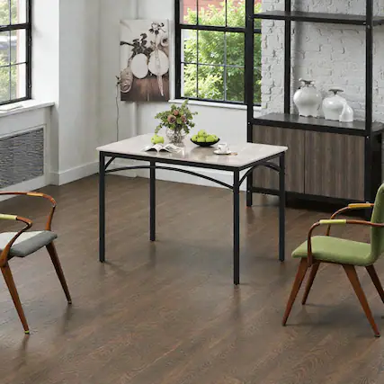 Front. Hivvago - 4-Person Rectangular Table Featuring a Sleek Sintered Stone Surface - Gray, Black.