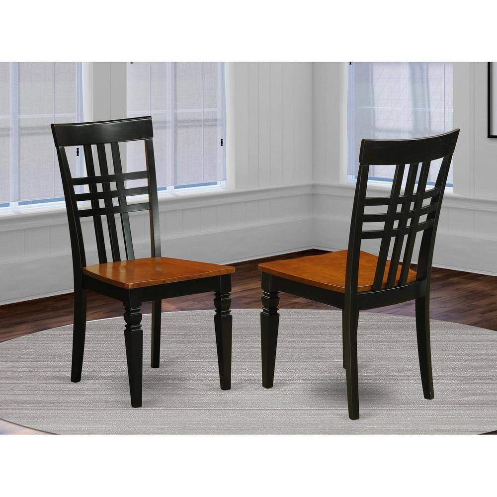Left. East West Furniture - East West Furniture LGC-BCH-W Logan Dining Room Stylish Back Solid Wood Seat Chairs, Set of 2, Black & Cherry - Cherry.