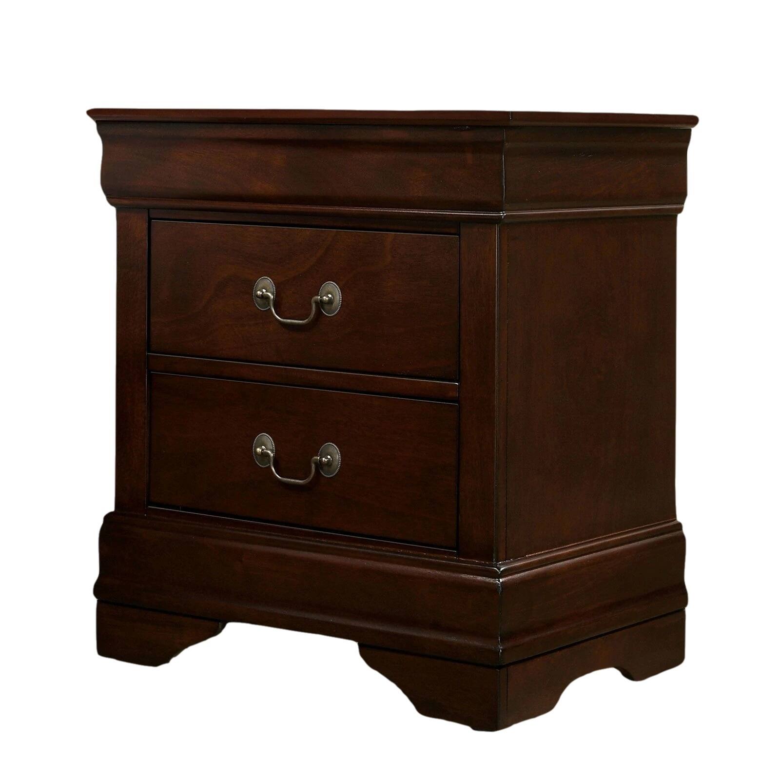 Front. Spaco - Spaco Solid Wood Nightstand,Cherry Finish,English Dovetail,Antique Nickle Pulls for Bedroom - Cherry.