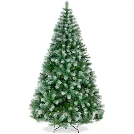 Best Choice Products - 7.5ft Artificial Christmas Tree Frosted Unlit Design Partially Snow Flocked Holiday Decor - Frosted Green