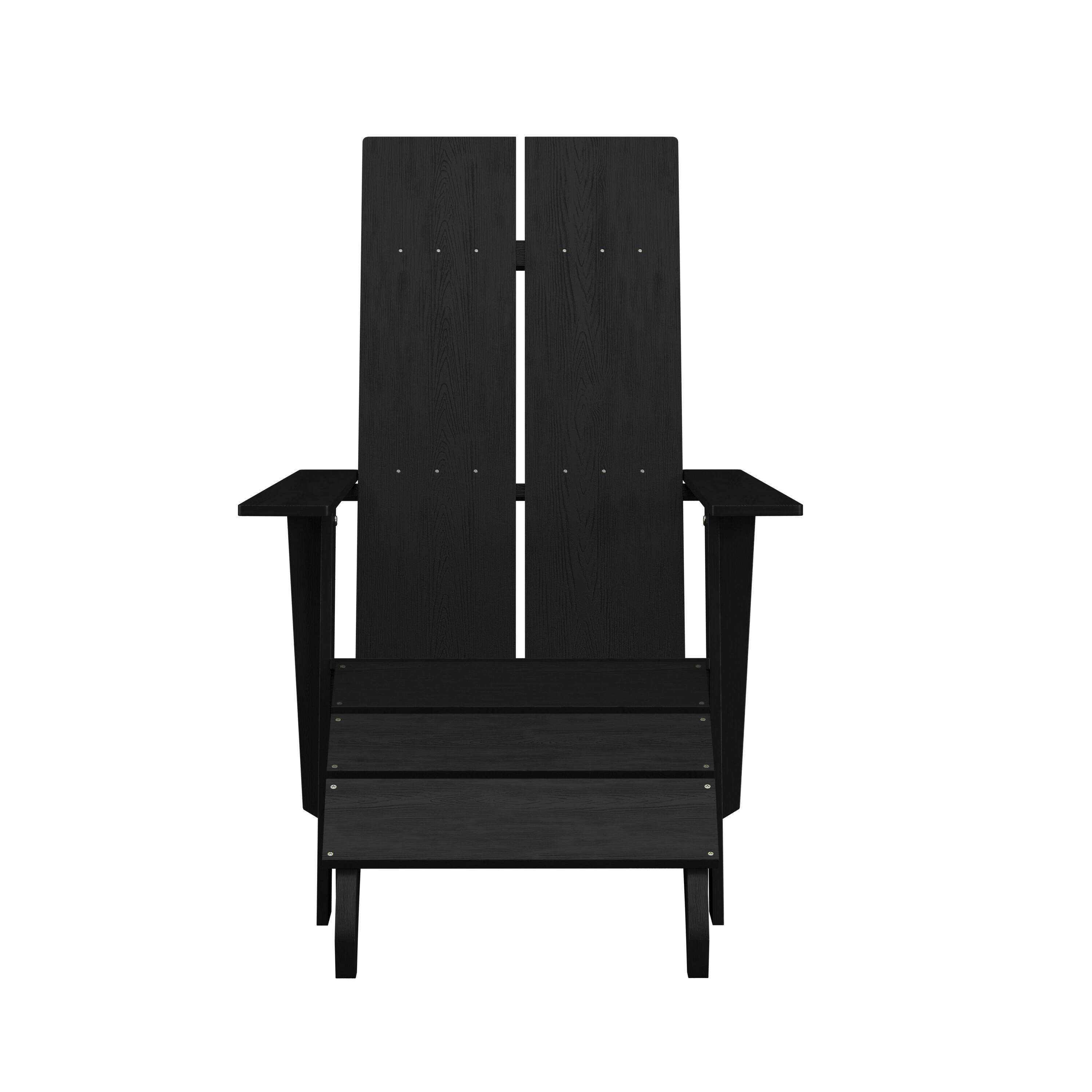 Alt View 9. Emma + Oliver - Set of 2 Indoor/Outdoor 2-Slat Adirondack Style Chairs & Footrests - Black.