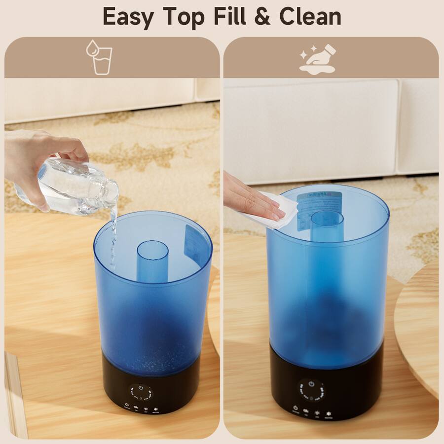 Topteng 0.9Gal Ultra Quiet Cool Mist Humidifier for Bedroom with RGB ...
