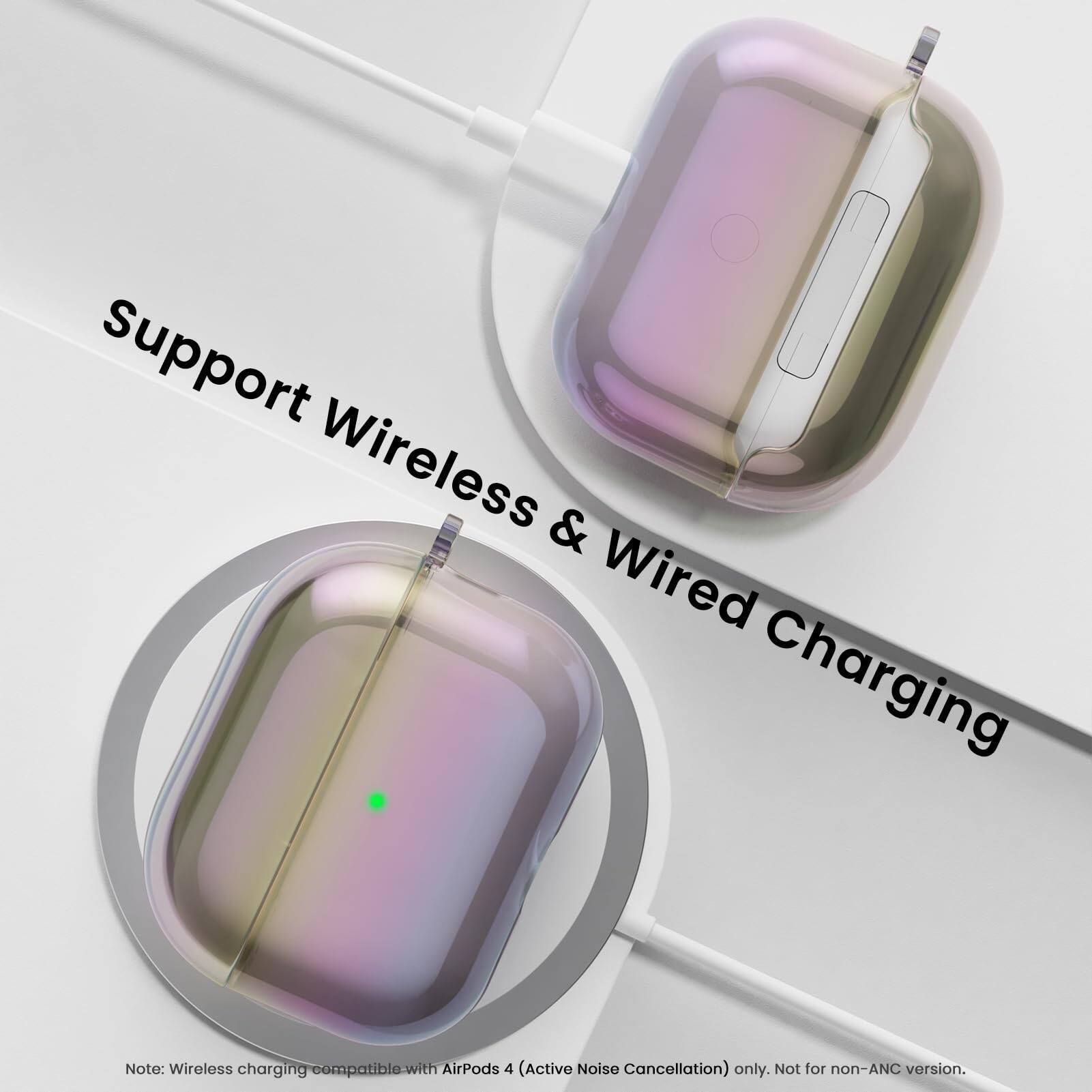 Support Wireless & Wired Charging

Note: Wireless charging compatible with AirPods 4 (Active Noise Cancellation) only. Not for non-ANC version.