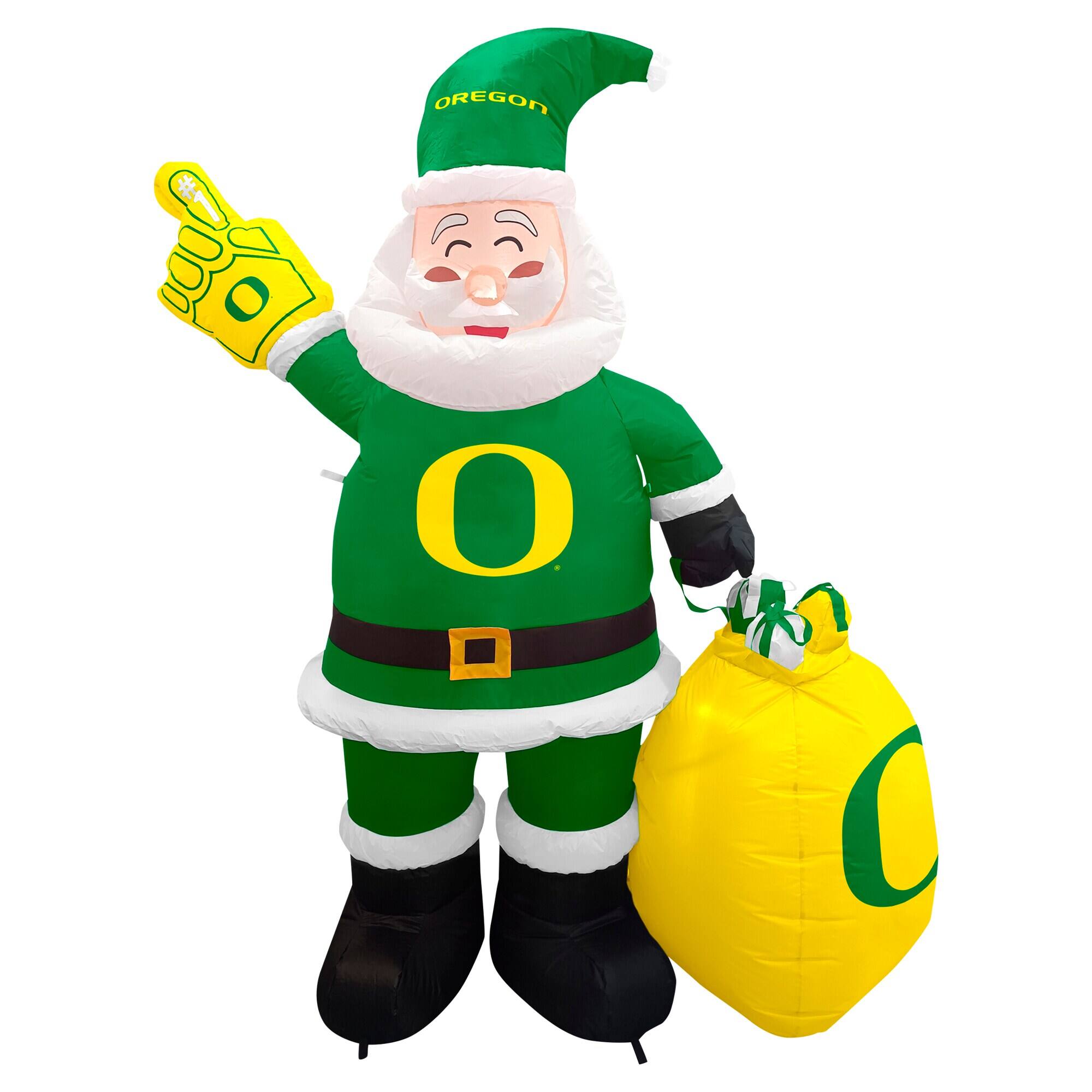Front. Logo Brands - Oregon Ducks 7' Inflatable Santa - Multicolor.