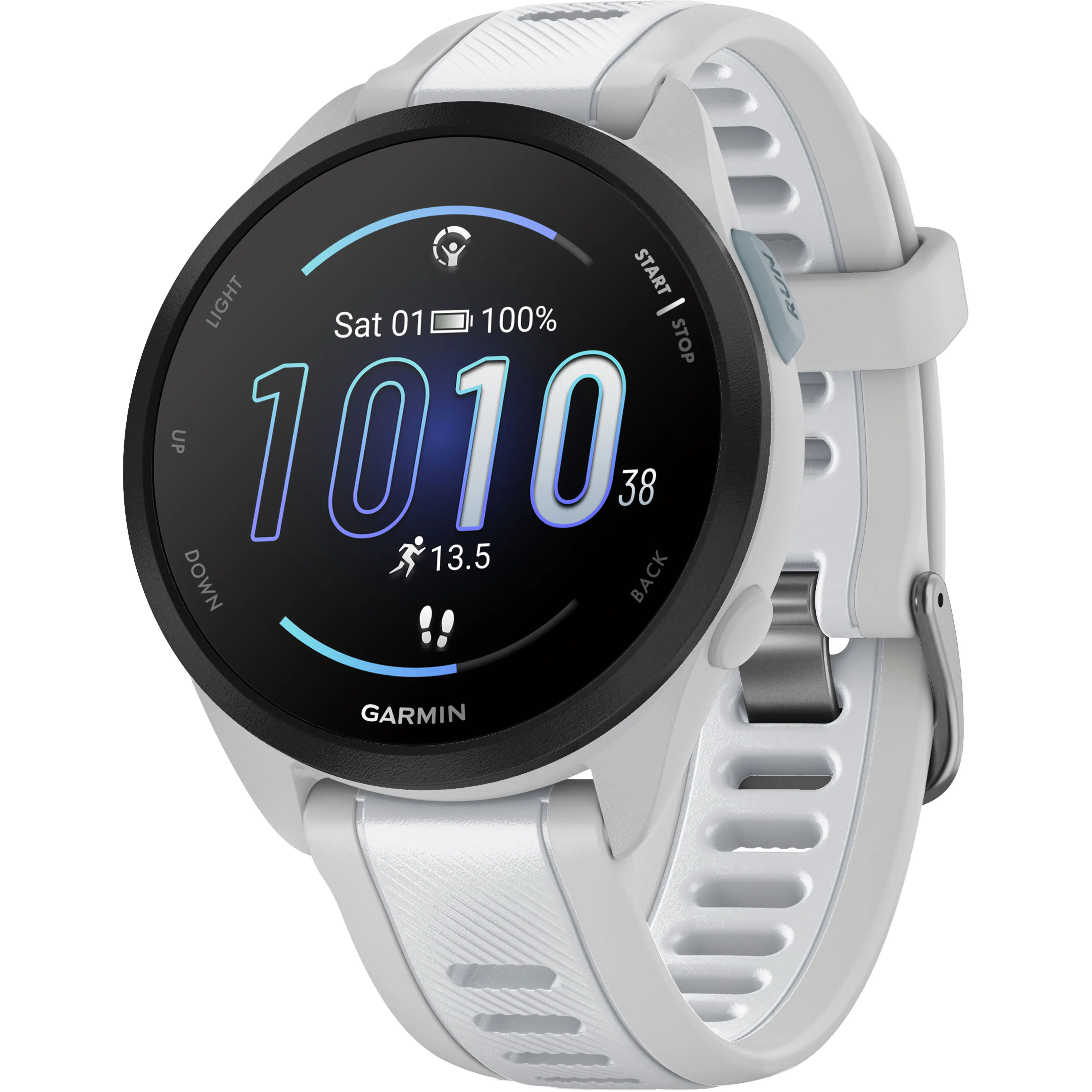 Garmin - Forerunner 165 Music GPS Smartwatch 43 mm Fiber-Reinforced Polymer - Gray/Whitestone - (2024)