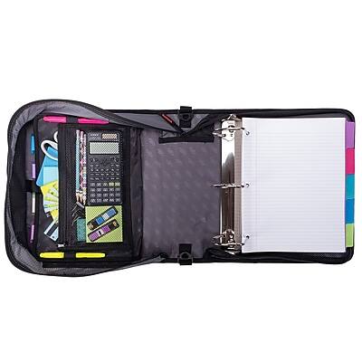 Alt View 2. Case It - King Sized Zip Tab 4" 3-Ring Zipper Binders, D-Ring - Blue.
