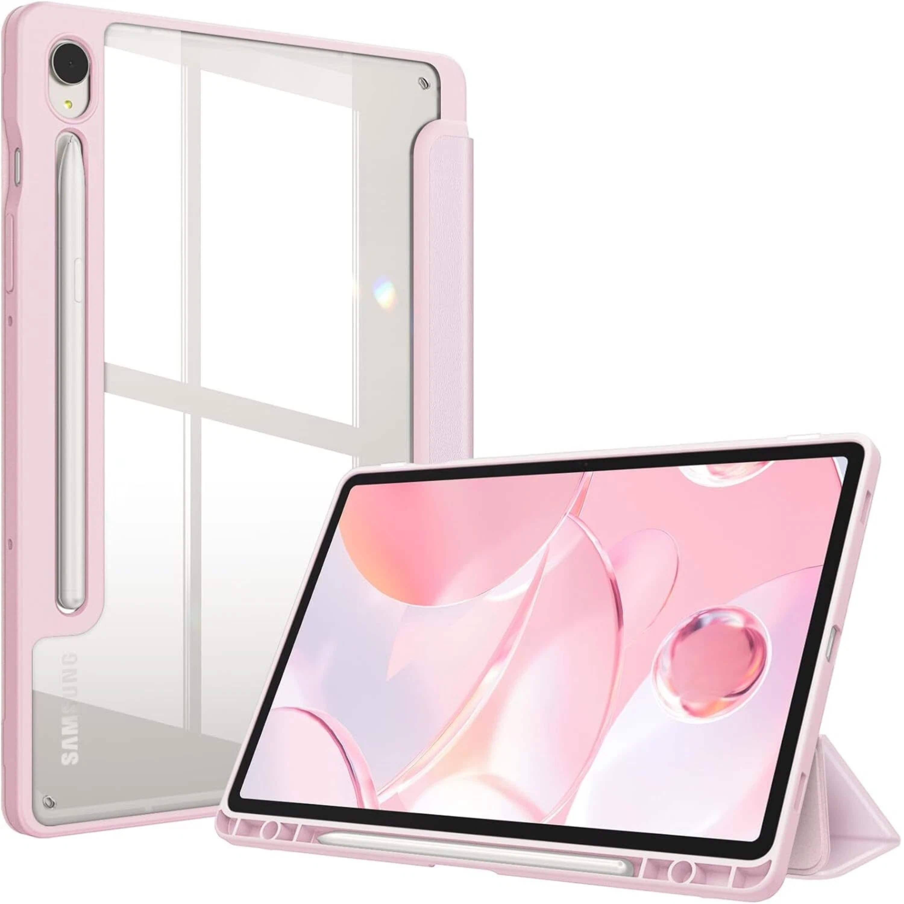 Front. Kitcheniva - Slim Hybrid Protective Case For Samsung Galaxy Tab S10 FE/S9 FE/S9 10.9''–11'' Tablet Pink - Pink.