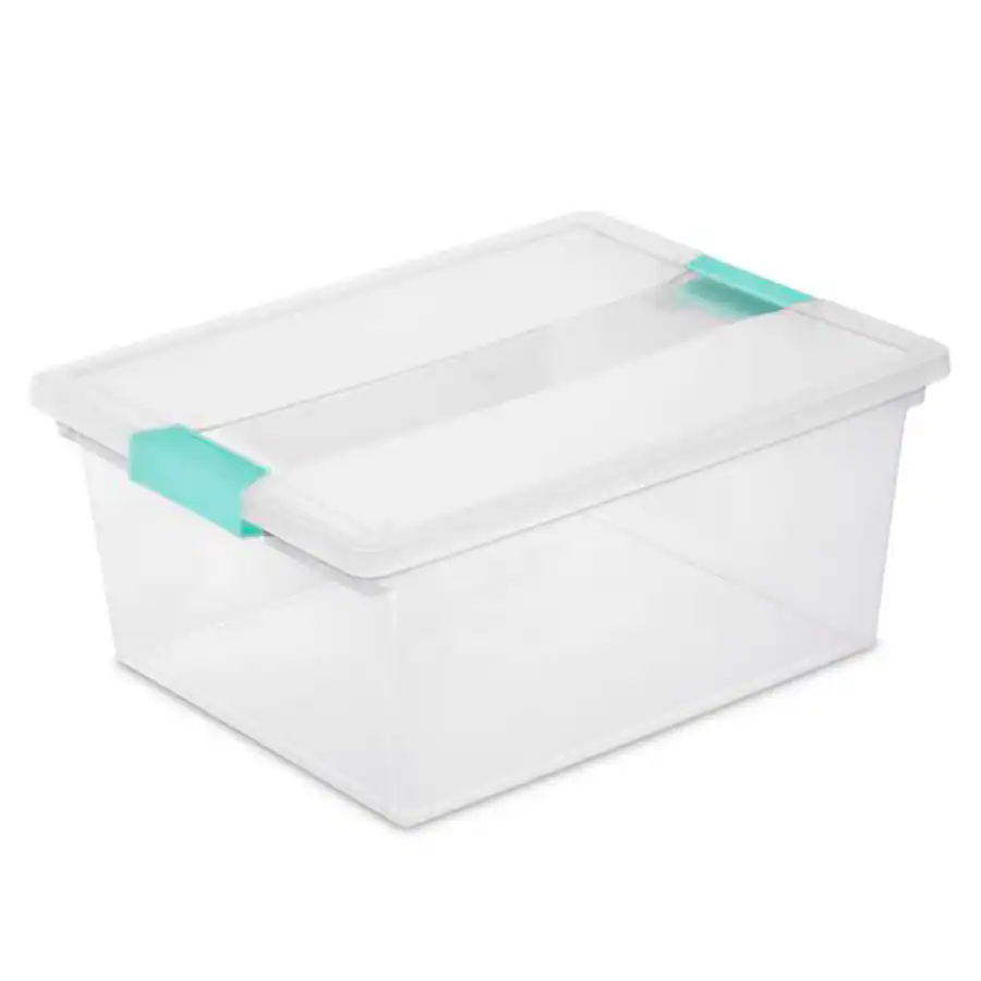 Sterilite 64 Quart Latching Storage Tote Box (6 Pack) + Deep Clip Box ...