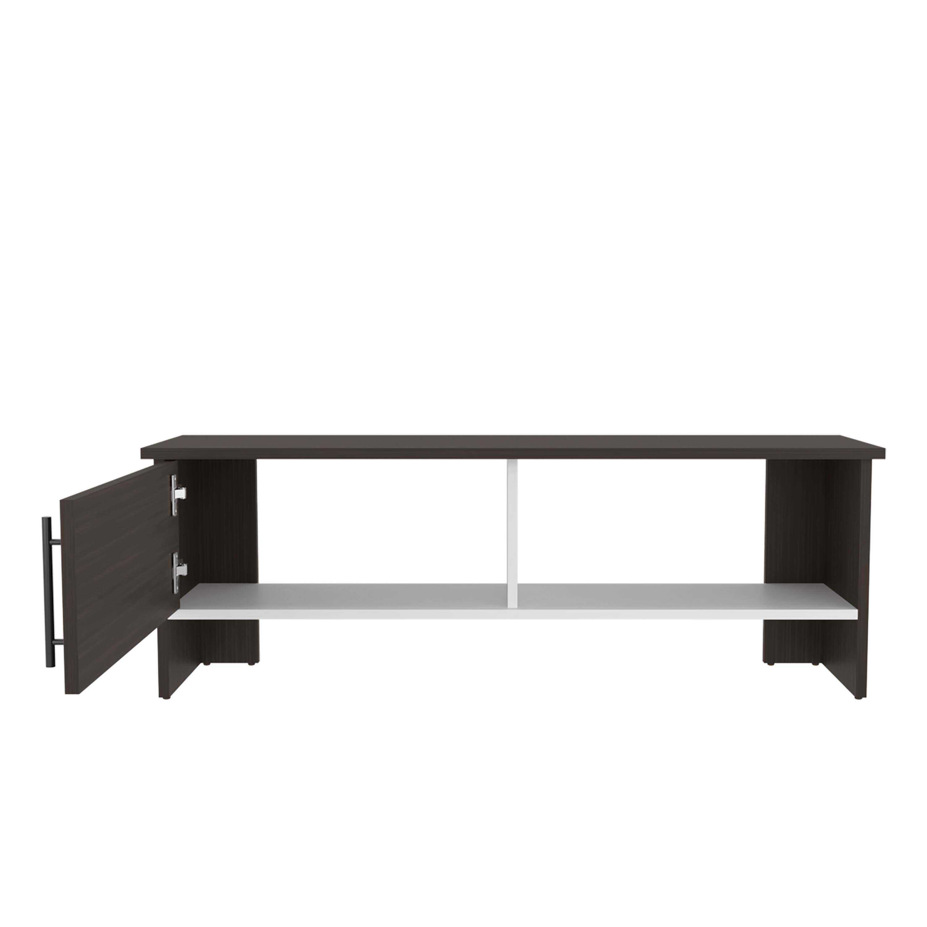 Back. Spaco - Spaco Modern TV Stand, Entertainment Center Media Console for 50 Inch TVs, 1 Door Cabinet with Open Shelf,Compact Design - Dark Oak.