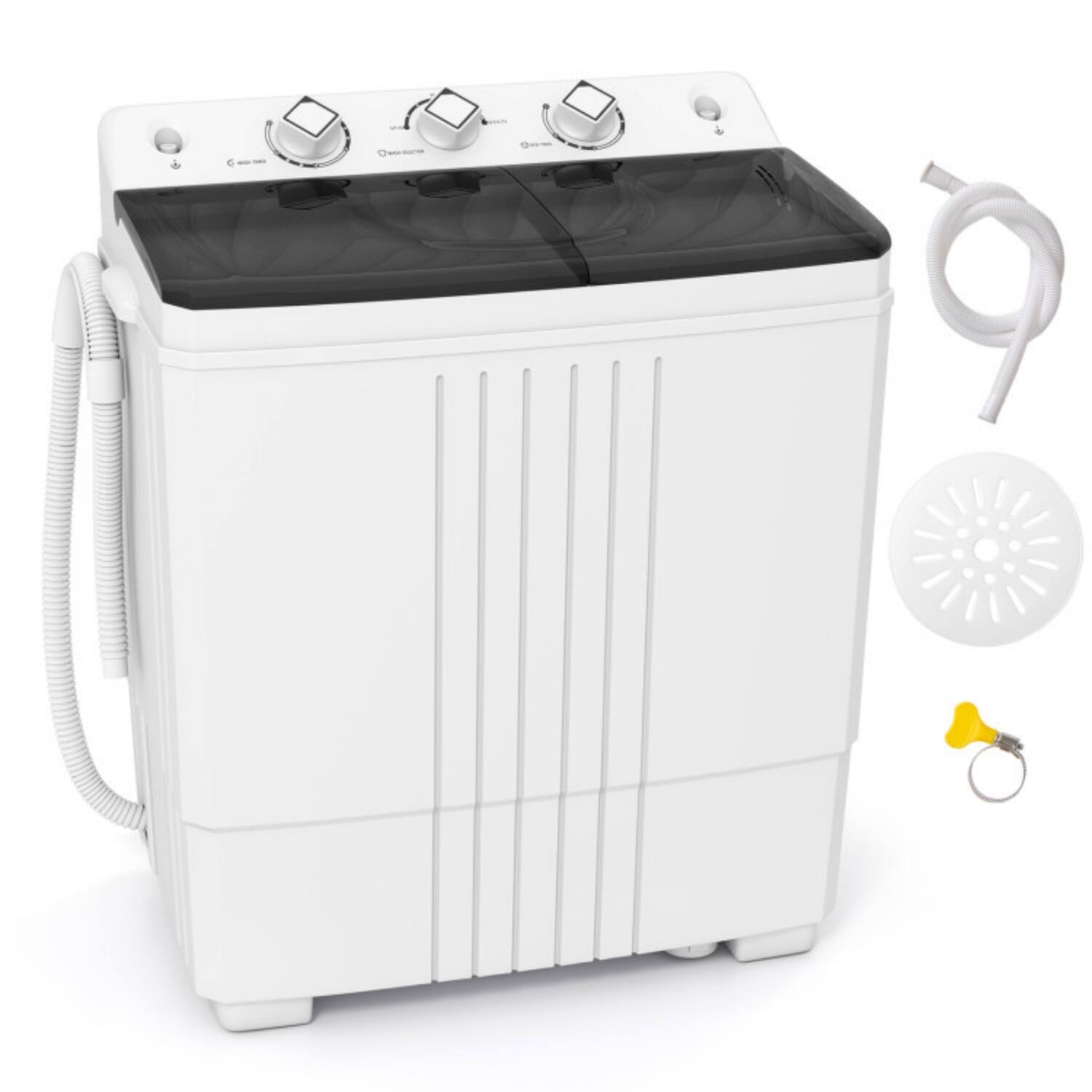 Alt View 4. LUCKY ONE - Compact Freestanding Portable Twin Tub Washer with 12/8 lbs Capacity - Black.
