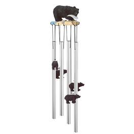 FC Design - 23" Long Black Bear Round Top Wind Chime Outdoor Patio or Garden Hanging Decoration - Multi-Color