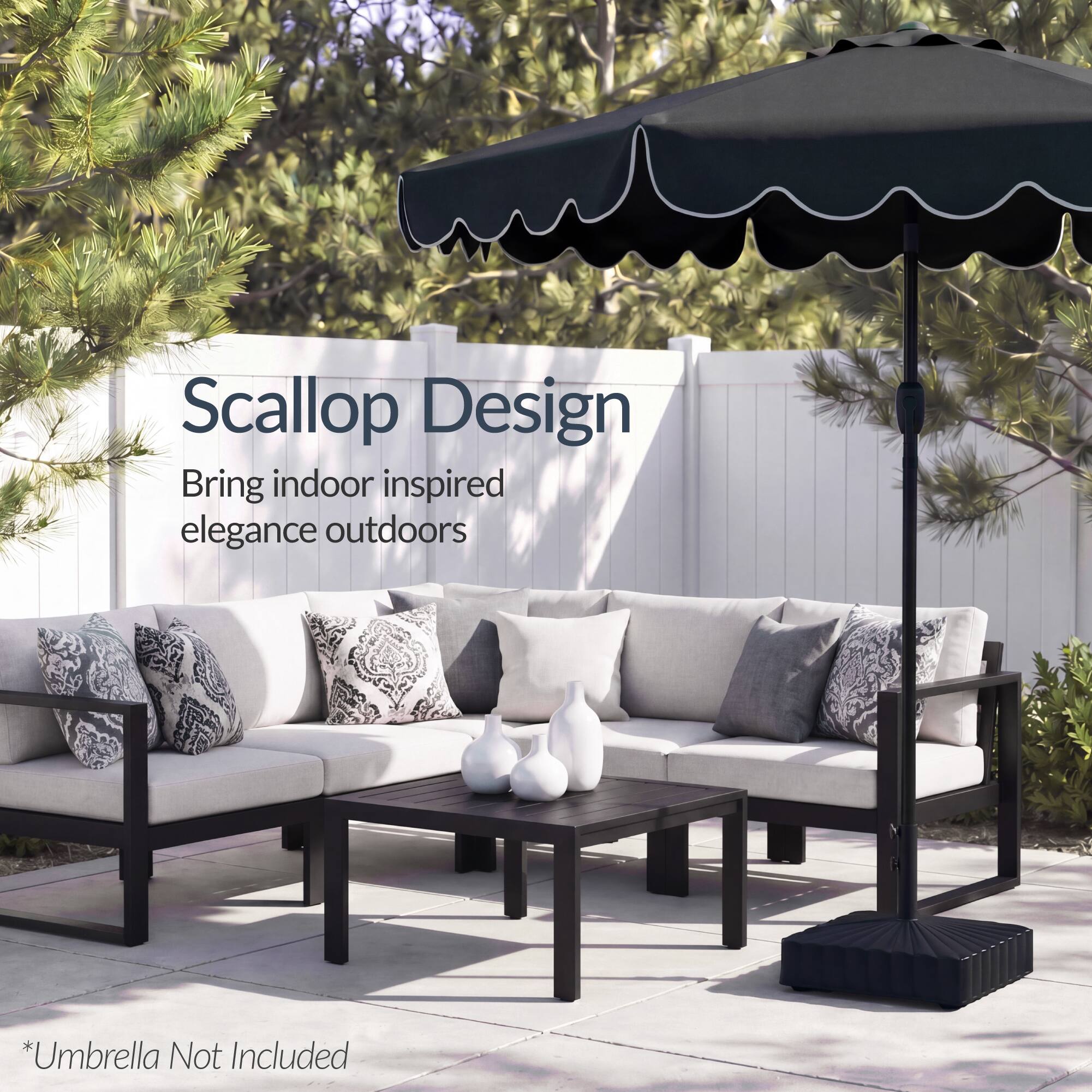 Scallop Design  
Bring indoor inspired elegance outdoors  
*Umbrella Not Included
