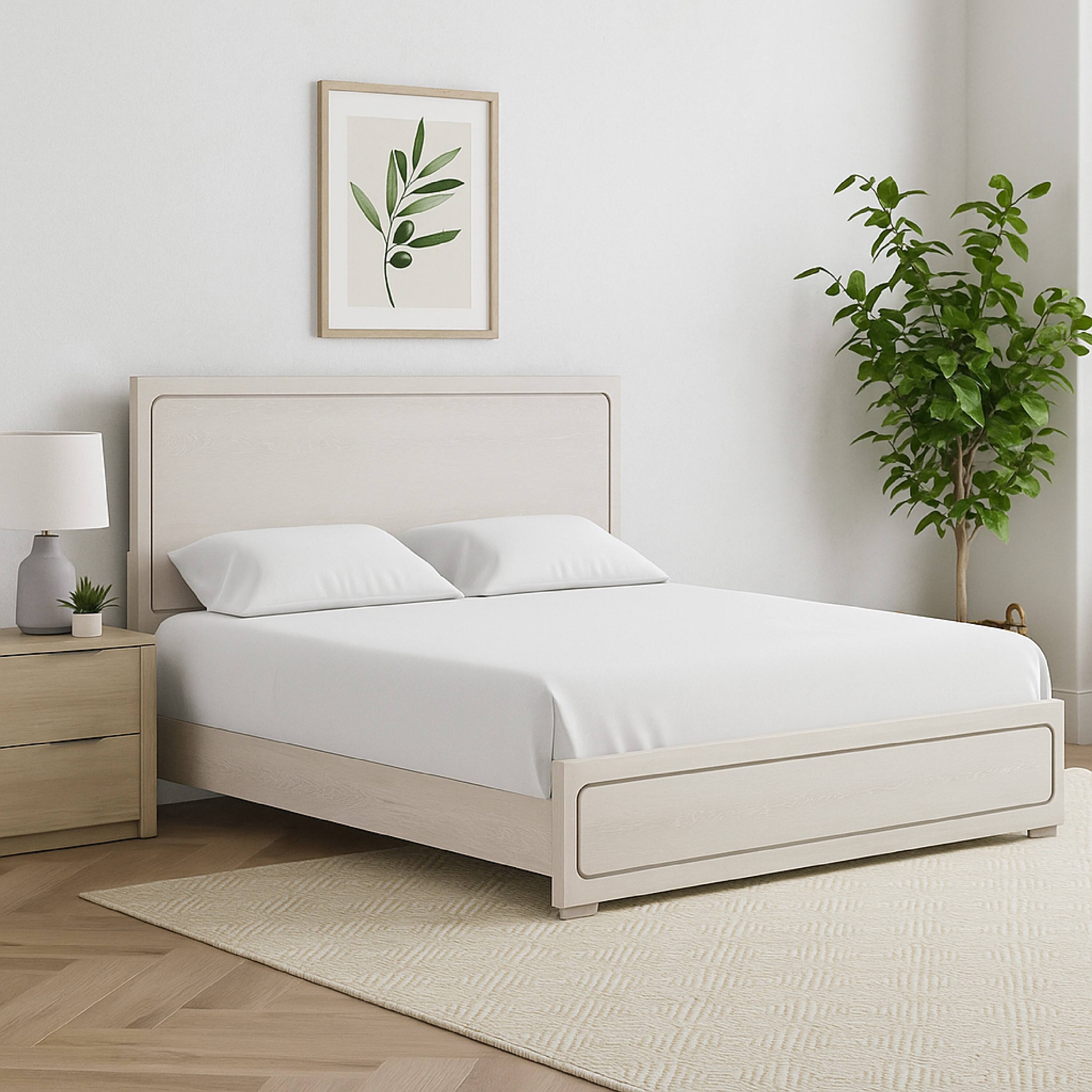 Alt View 5. Manhattan Lane - Thorne Queen Bed, Panel Design, Rounded Edges, White Oak Wood - White Oak.