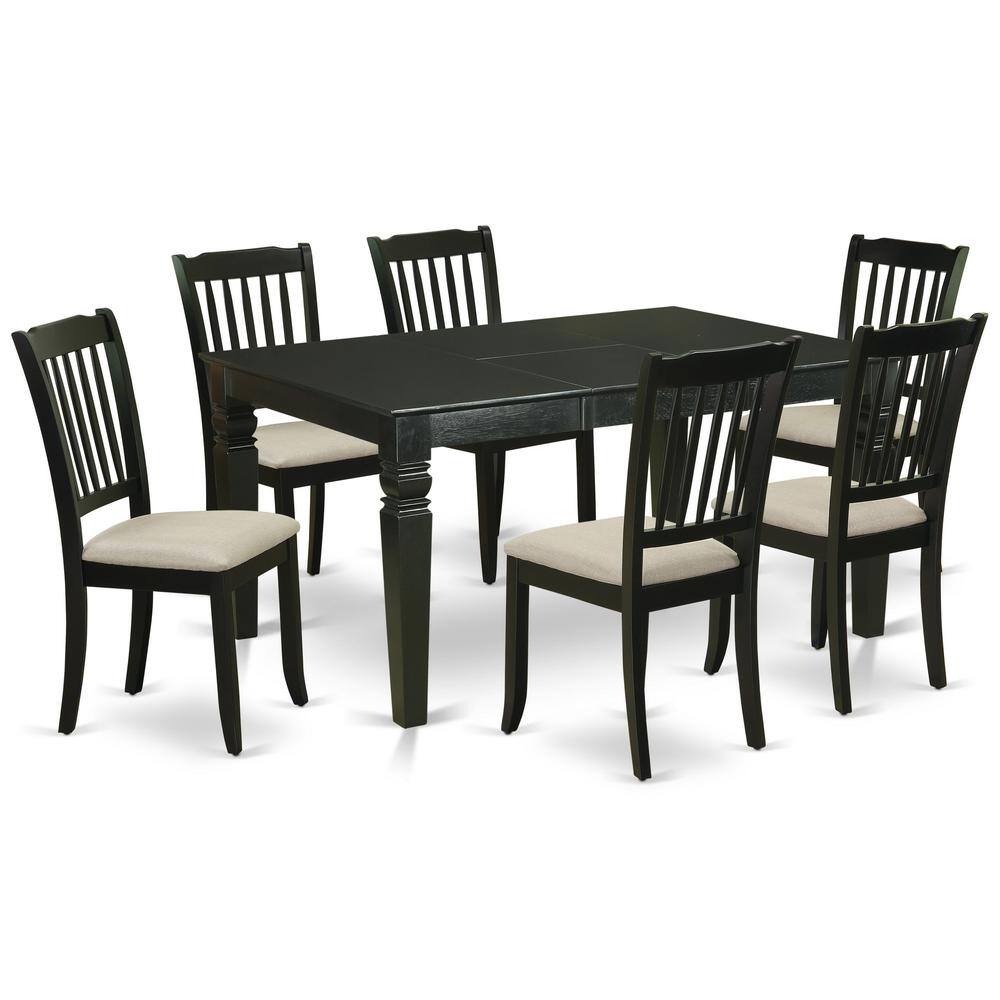 Back. East West Furniture - Dining Room Set Black - Brown.