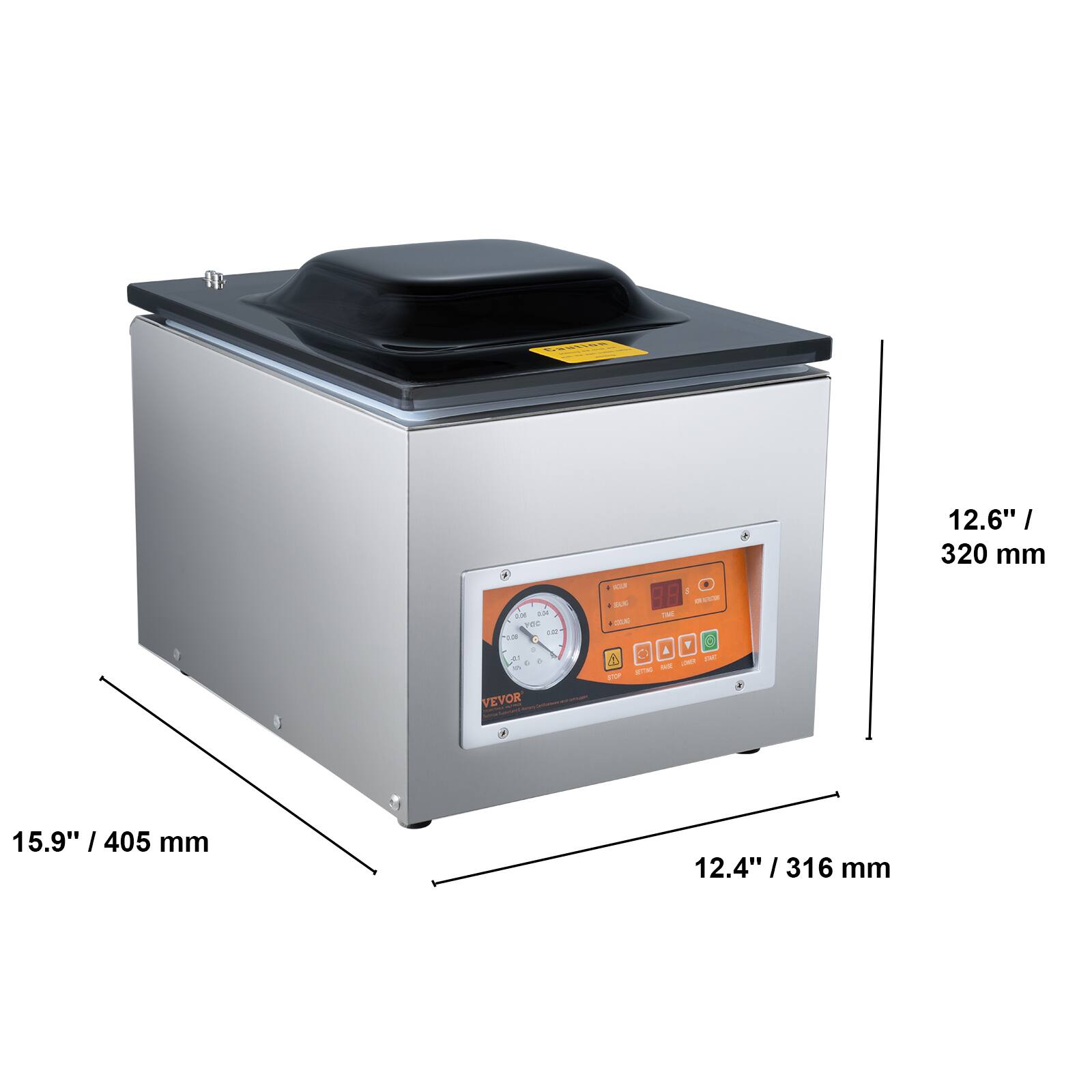 Pgte 12.6"/ 320 mm Lie 2 EC LAE  - . + - - VEVOR aa + - ance DA - - -L Y k A - - U -- tr 15.9" /405 mm 12.4" / 316 mm