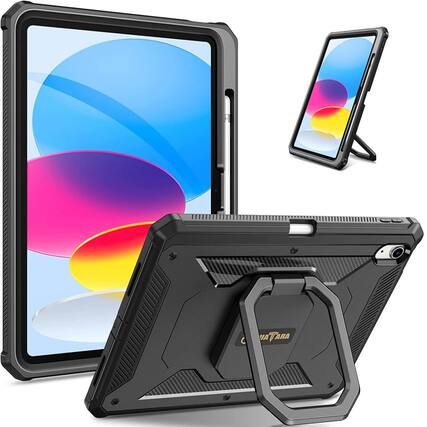 Front. Kitcheniva - Rotating Stand Rugged Cover For iPad A16 11th Gen 11 Inch 2025 Black - Black.