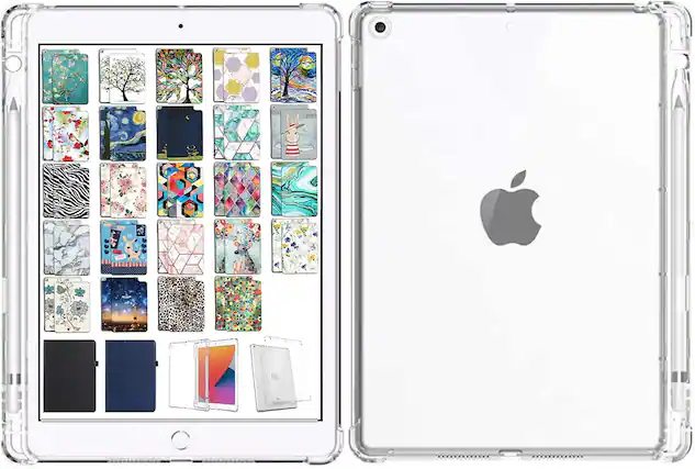 Front. DuraSafe Cases - iPad Air 3 10.5" 2019 & iPad Pro 10.5" 2017 Transparent Back Case with Built-in Pencil Holder A1701 A1709 A1852 A2152 - Transparent.