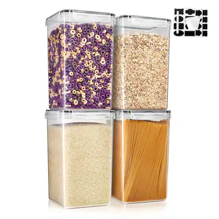 Front. Sorbus - Sorbus 4 Pack (6.5L/219.79 Oz) Airtight Food Storage Containers with Locking Lids, Measuring Cups & Labels - Clear.