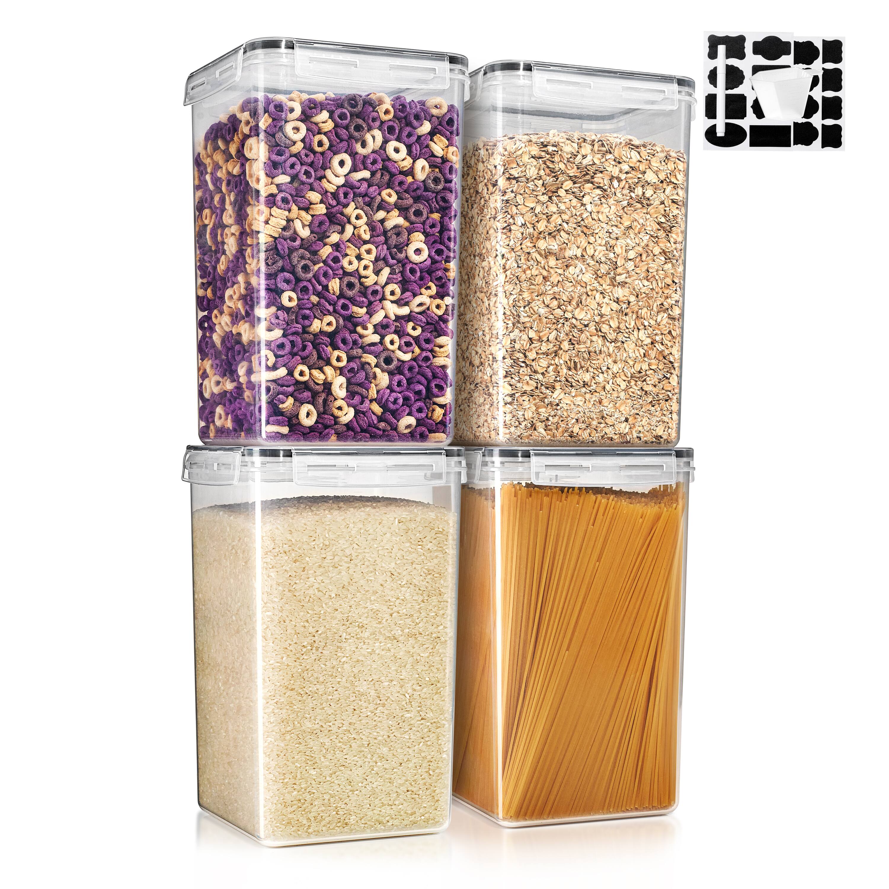 Sorbus - 4 Pack (6.5L/219.79 Oz) Airtight Food Storage Containers with Locking Lids, Measuring Cups & Labels - Clear