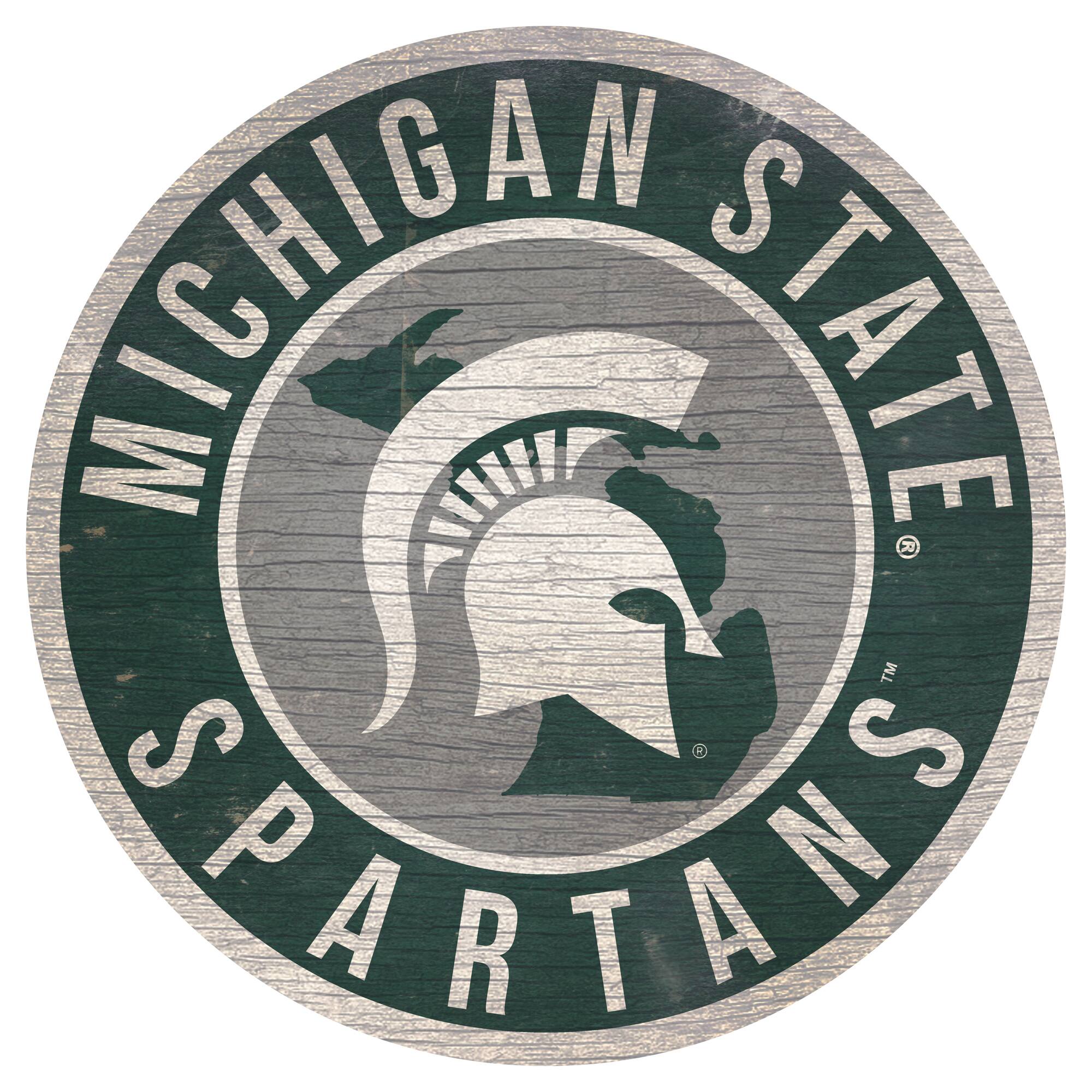 Michigan State Spartans 12'' x 12'' State Circle Sign