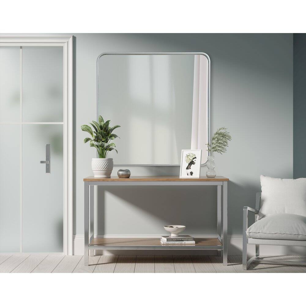 Alt View 3. Elegant Decor - Contour Metal Square Mirror 30x30 in Silver - Silver.