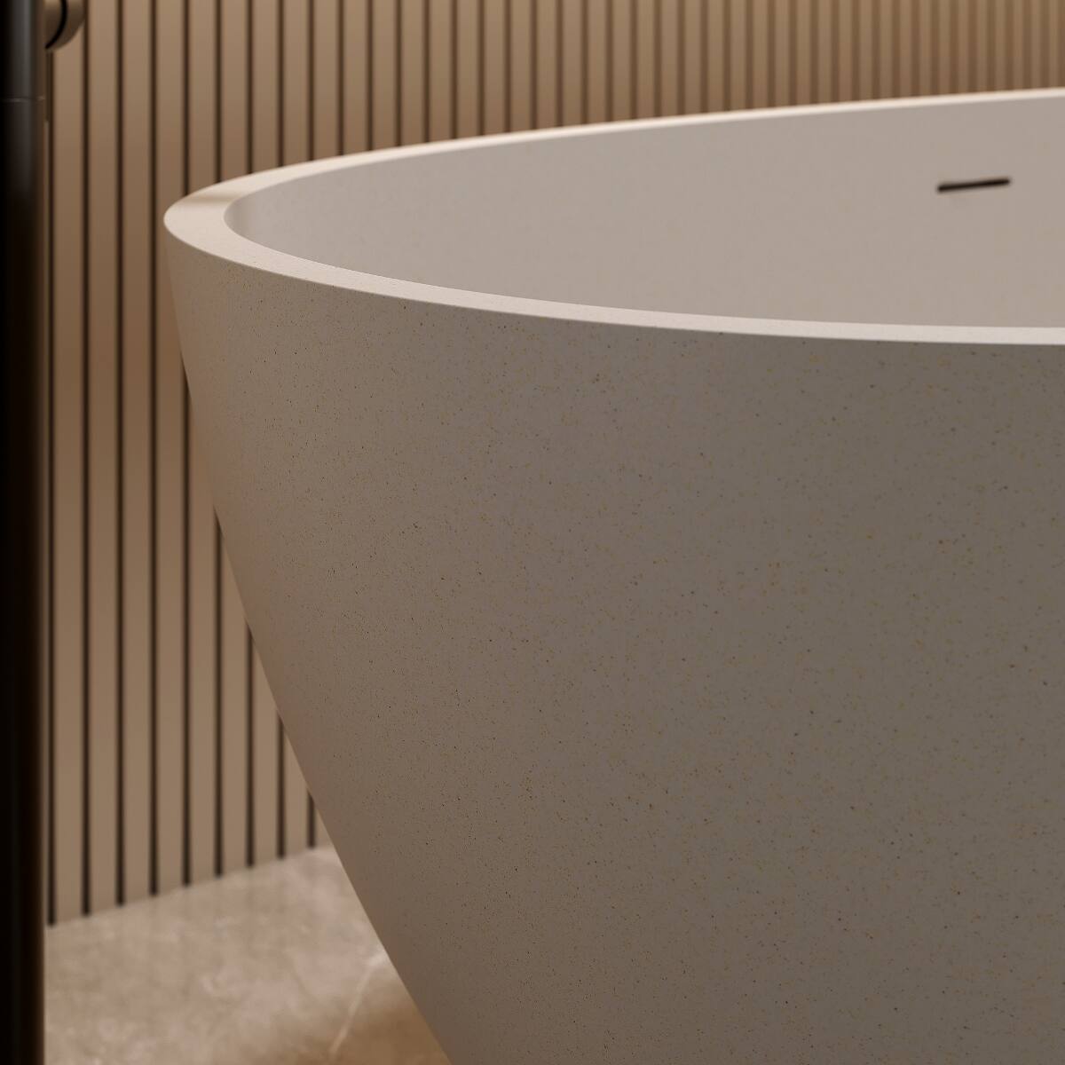 Alt View 9. Loheer - Loheer 55 in Freestanding Solid Surface Soaking Bathtub with Overflow and Pop Up Drain Beige Resin Stone Tub - Beige.