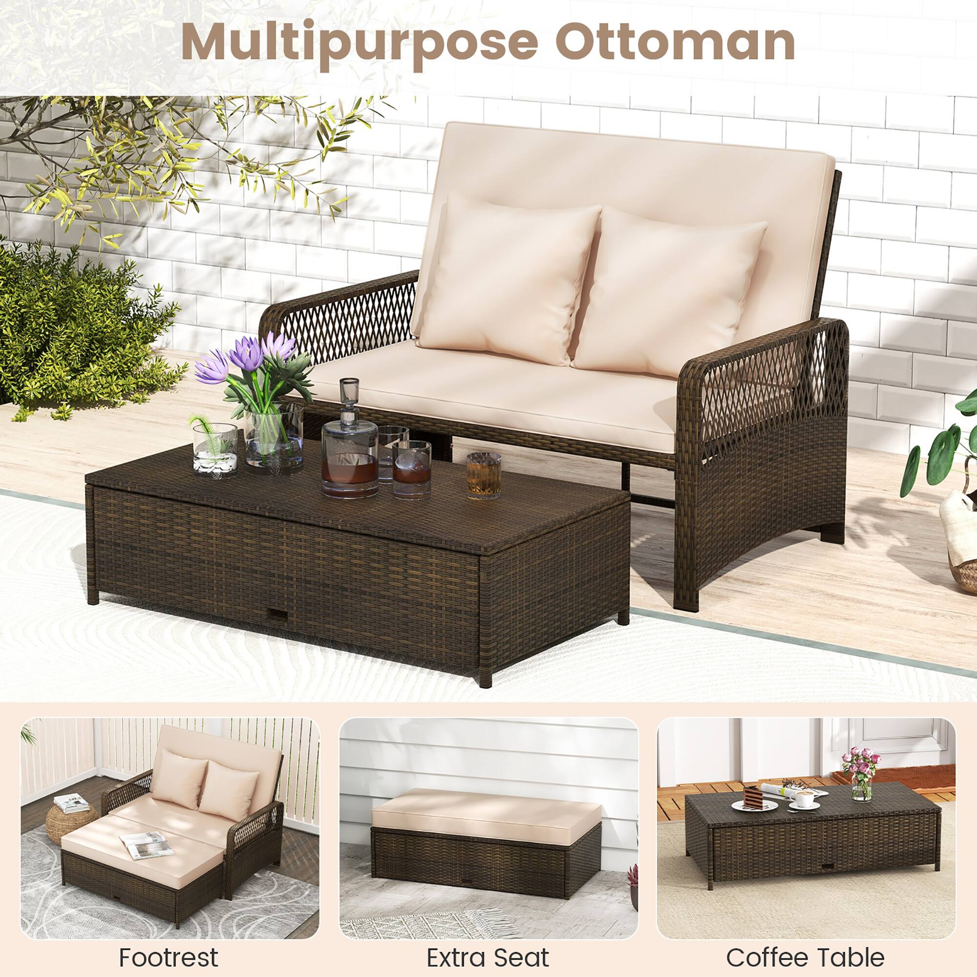 Multipurpose Ottoman

- Footrest
- Extra Seat
- Coffee Table