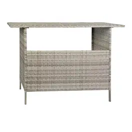 Flash Furniture - Marco Indoor/Outdoor Patio Wicker Rattan Bar Counter Table with 2 Shelves - Gray